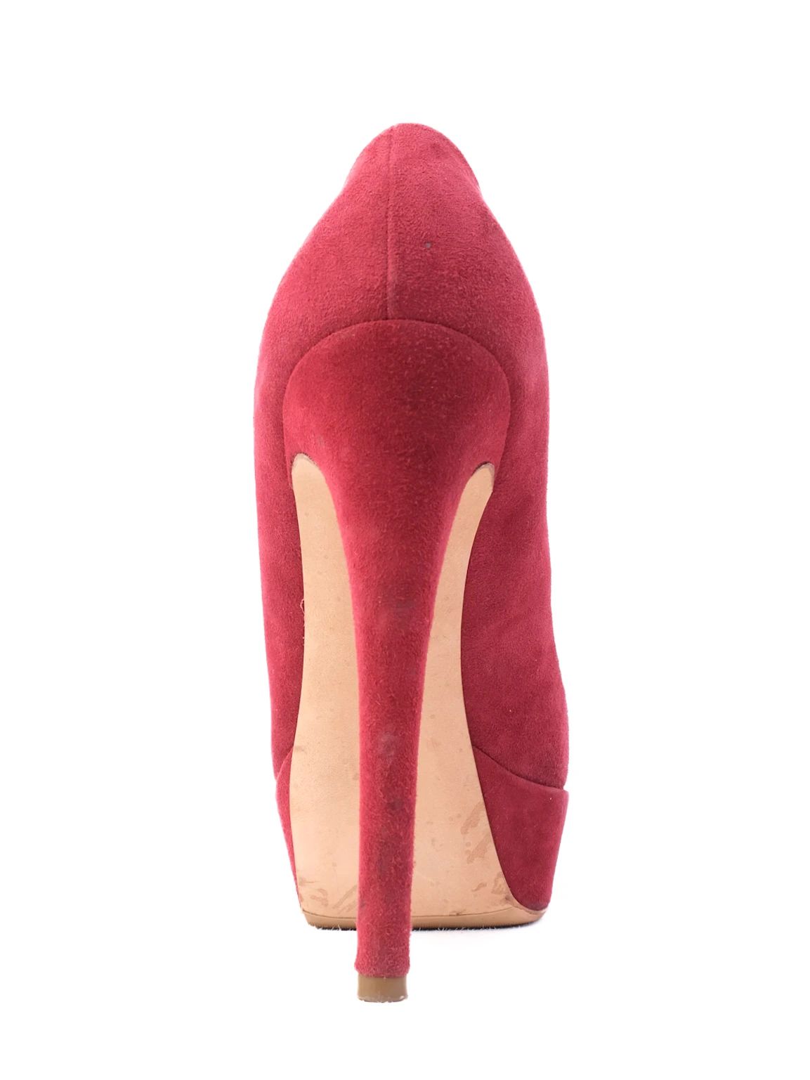Excellent Rupert Sanderson Red Genuine Suede High-Heeled Pumps Size 38.5