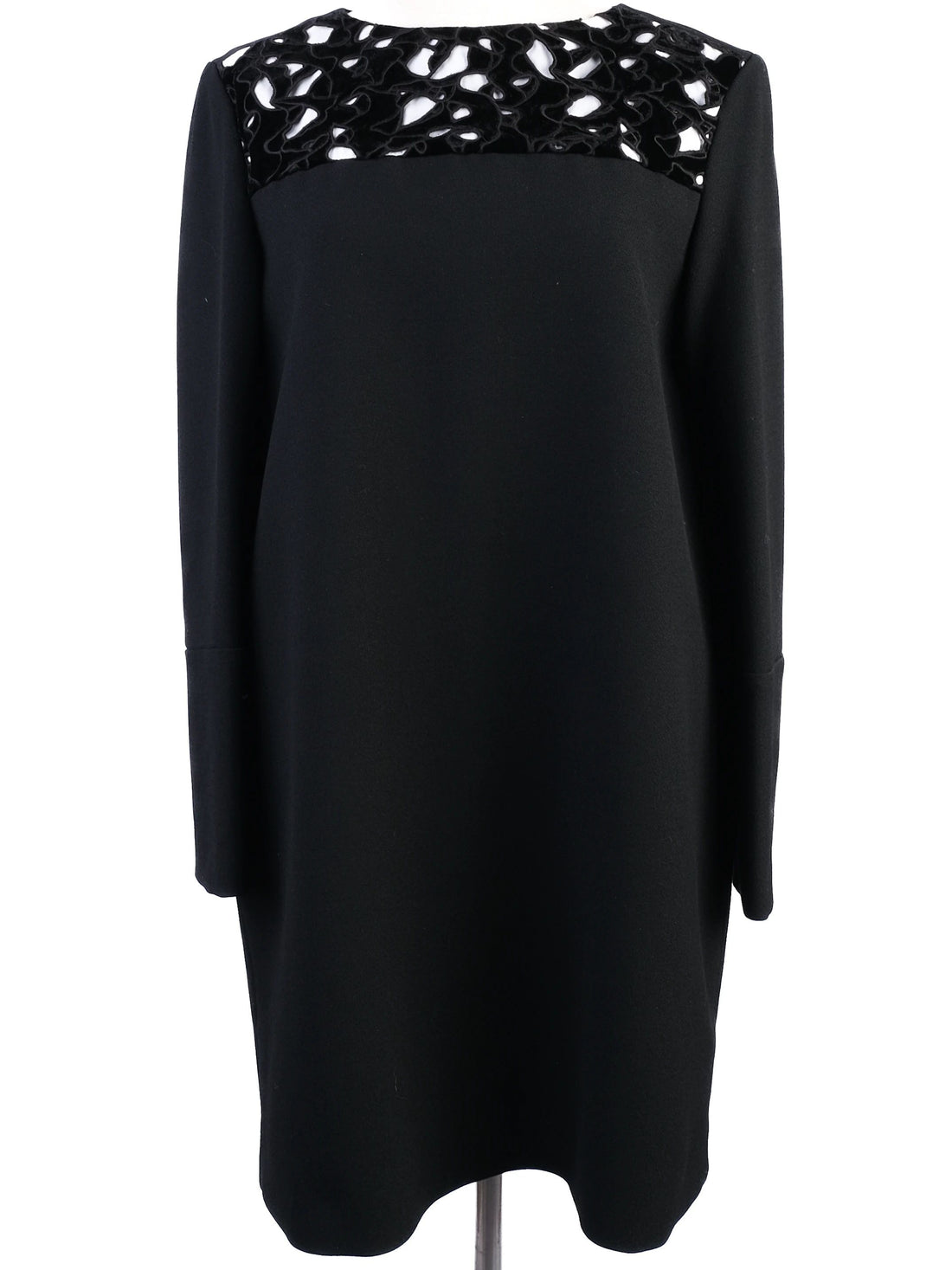 Maje Black Viscose Dress XL with Textured Cut-Out Design - Excellent