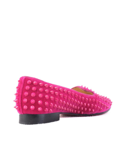 Excellent Christian Louboutin Pink Leather Loafers with Spikes Size 35.5