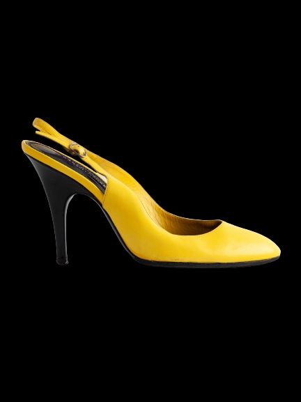 Good Ralph Lauren Yellow Leather Slingback Heels Size 39