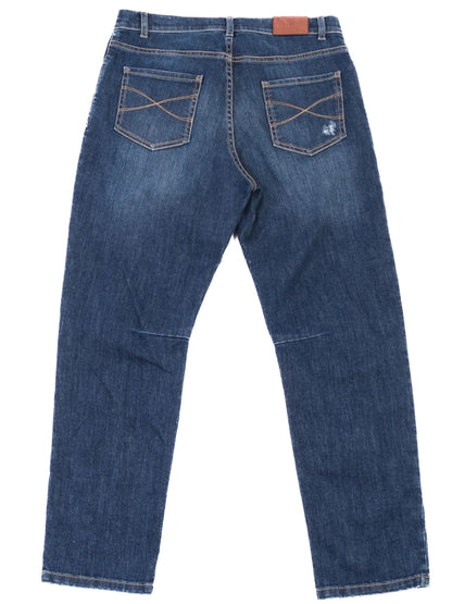Brunello Cucinelli Blue Distressed Jeans Size 12 Cotton Natural