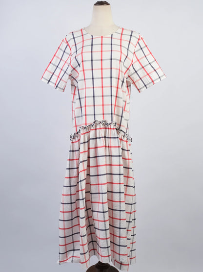 Excellent Rosie Assoulin WomenÕs L White Red Checkered Dress Size L