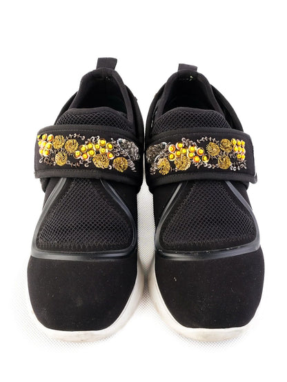 Excellent Salvatore Ferragamo Black Fabric Sneakers Size 38