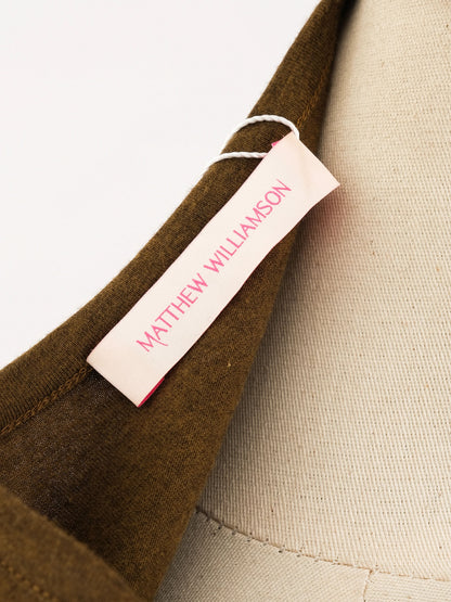 Excellent Green Cotton Top with Embellished Neckline Size L