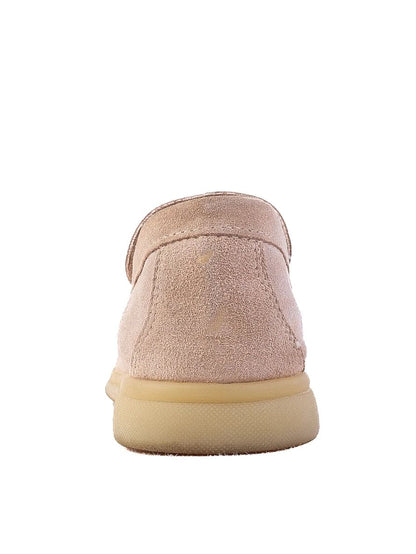 Excellent Condition Beige Suede Loafers with Bow - Women&