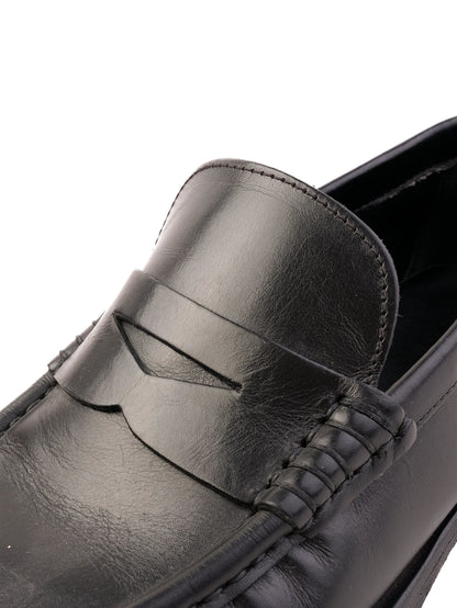 Excellent A.Testoni Black Leather Loafers Size 40 for Men