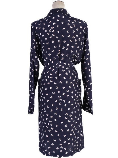 Excellent P.A.R.O.S.H. Silk Robe Butterfly Pattern Dark Blue Women