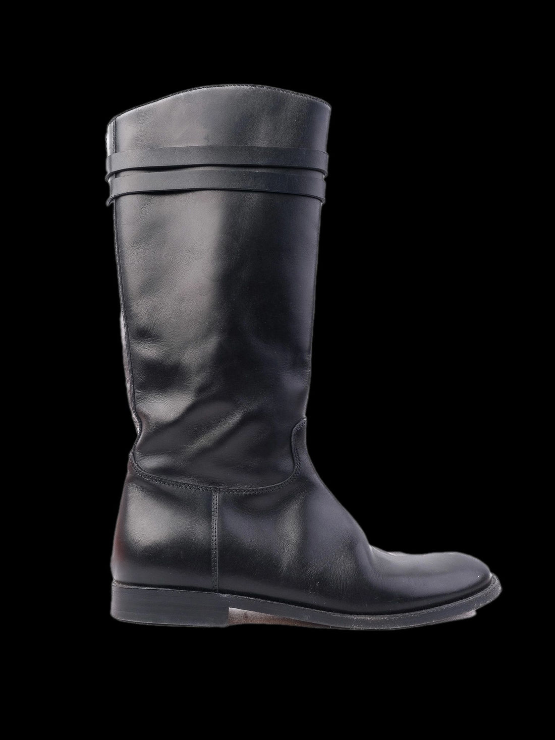 Excellent Bonpoint Black Leather Tall Boots Size 33 for Kids