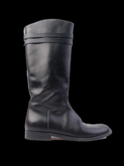 Excellent Bonpoint Black Leather Tall Boots Size 33 for Kids
