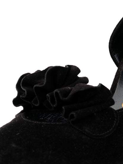 Excellent Salvatore Ferragamo Black Suede High Heeled Shoes Size 37.5