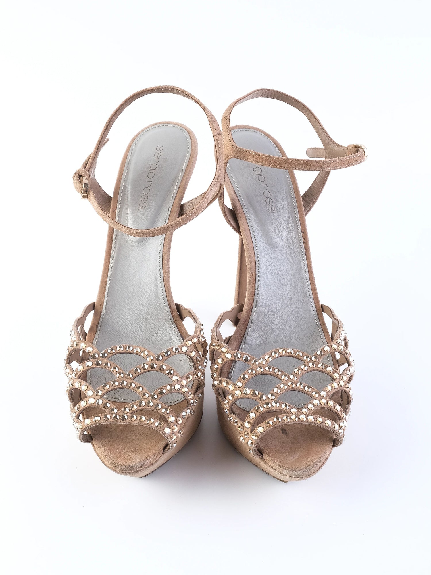 Excellent Sergio Rossi Orange Leather High-Heeled Sandals Size 38