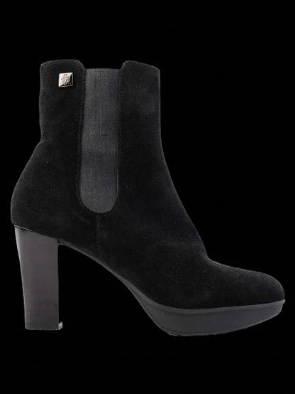 NEW Guido Scariglia Black Suede Ankle Boots with Block Heel Size 37