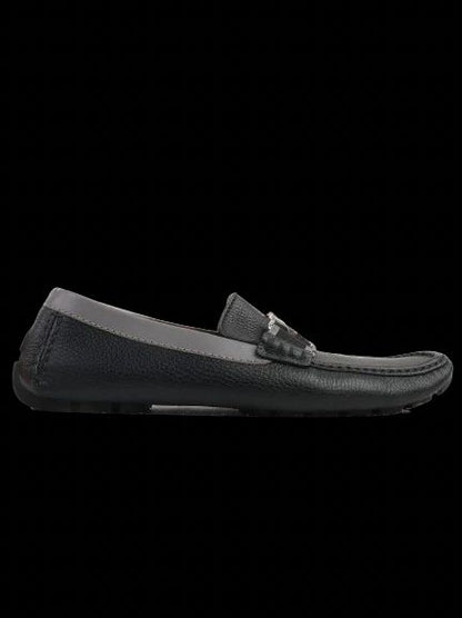 Excellent Louis Vuitton Black Leather Loafers Size 40 with Metal Buckle