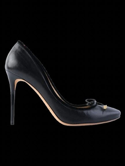 Excellent Jimmy Choo Black Leather High Heels Size 40 with Bow