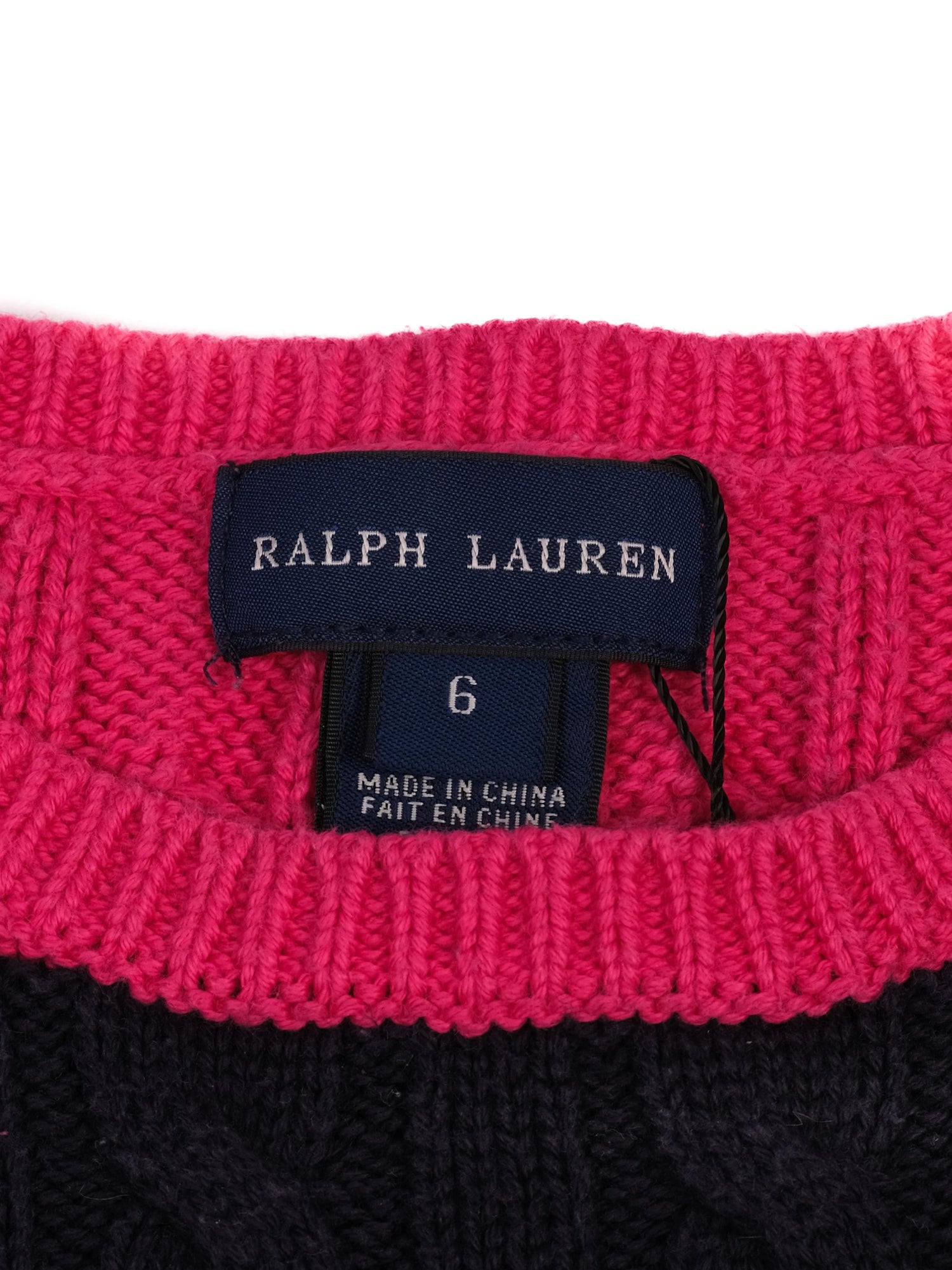 Excellent Ralph Lauren Pink Cable-Knit Wool Sweater Size 6 for Kids