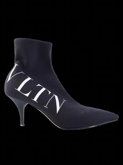 EXCELLENT Valentino Blue Fabric Ankle Boots Size 39 with Stiletto Heel