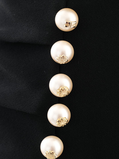 Excellent Elisabetta Franchi Black Ruched Pencil Skirt XS