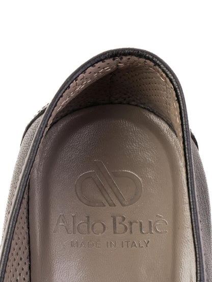 Excellent Aldo Brue Black Leather Loafers Size 39 for Men