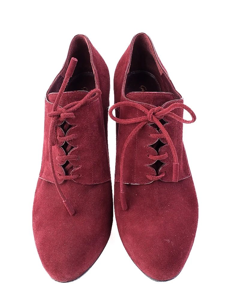 Gianvito Rossi Red Genuine Suede Lace-Up Ankle Boots Size 38.5