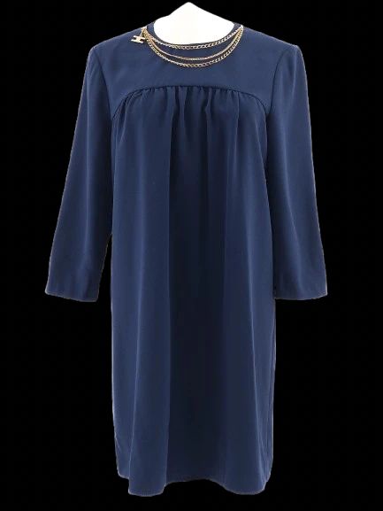 Excellent Elisabetta Franchi Blue Dress Size L with Gold Details