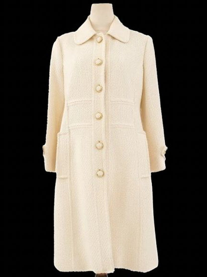 Excellent Luisa Spagnoli White Textured Coat Size L