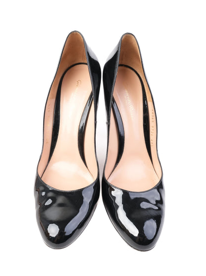 Excellent Gianvito Rossi Black Patent Leather High Heel Shoes Size 41.5