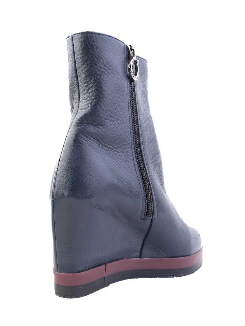 Perfect Pakerson Blue Leather Wedge Ankle Boots Size 36.5