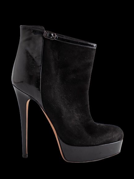 Good Ballin Black Leather High-Heeled Ankle Boots Size 36