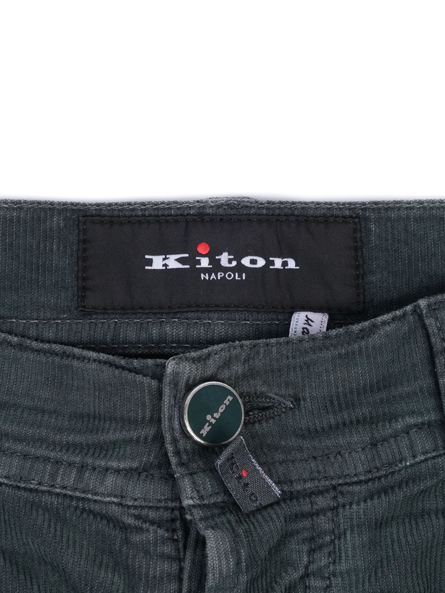 Excellent Kiton Green Cotton Pants Size XL - Textured Fabric