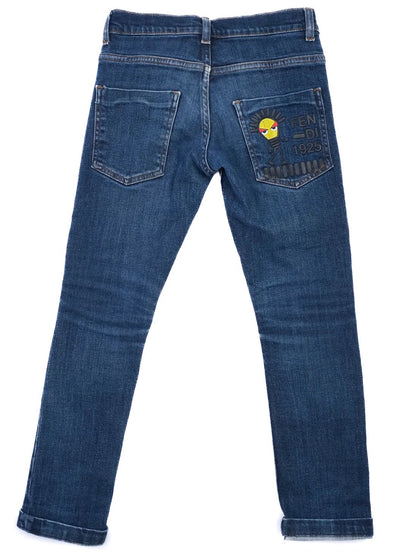 Excellent Fendi Kids Blue Jeans Size 7 Classic Design