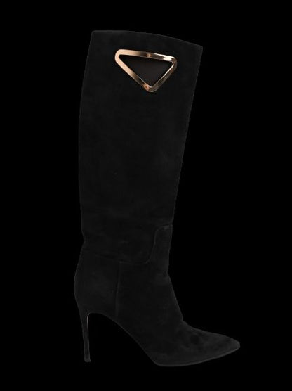 Excellent Casadei Black Leather High-Heeled Boots Size 36