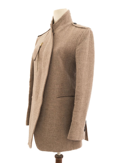 NEW Max Mara Gray Wool Tailored Coat Size M with High Collar