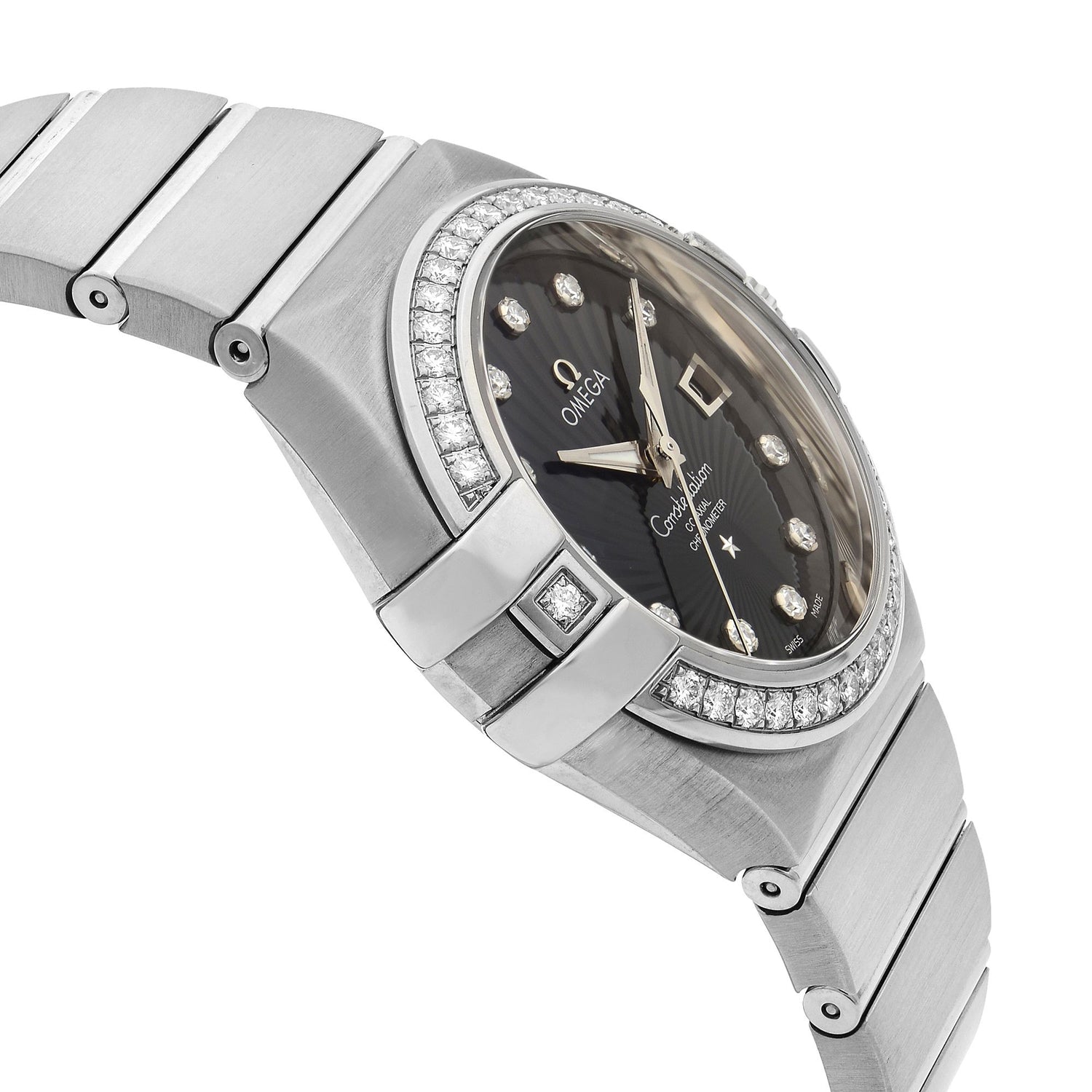 Omega Constellation 18K White Gold Black Dial Ladies Watch 123.55.31.20.51.001