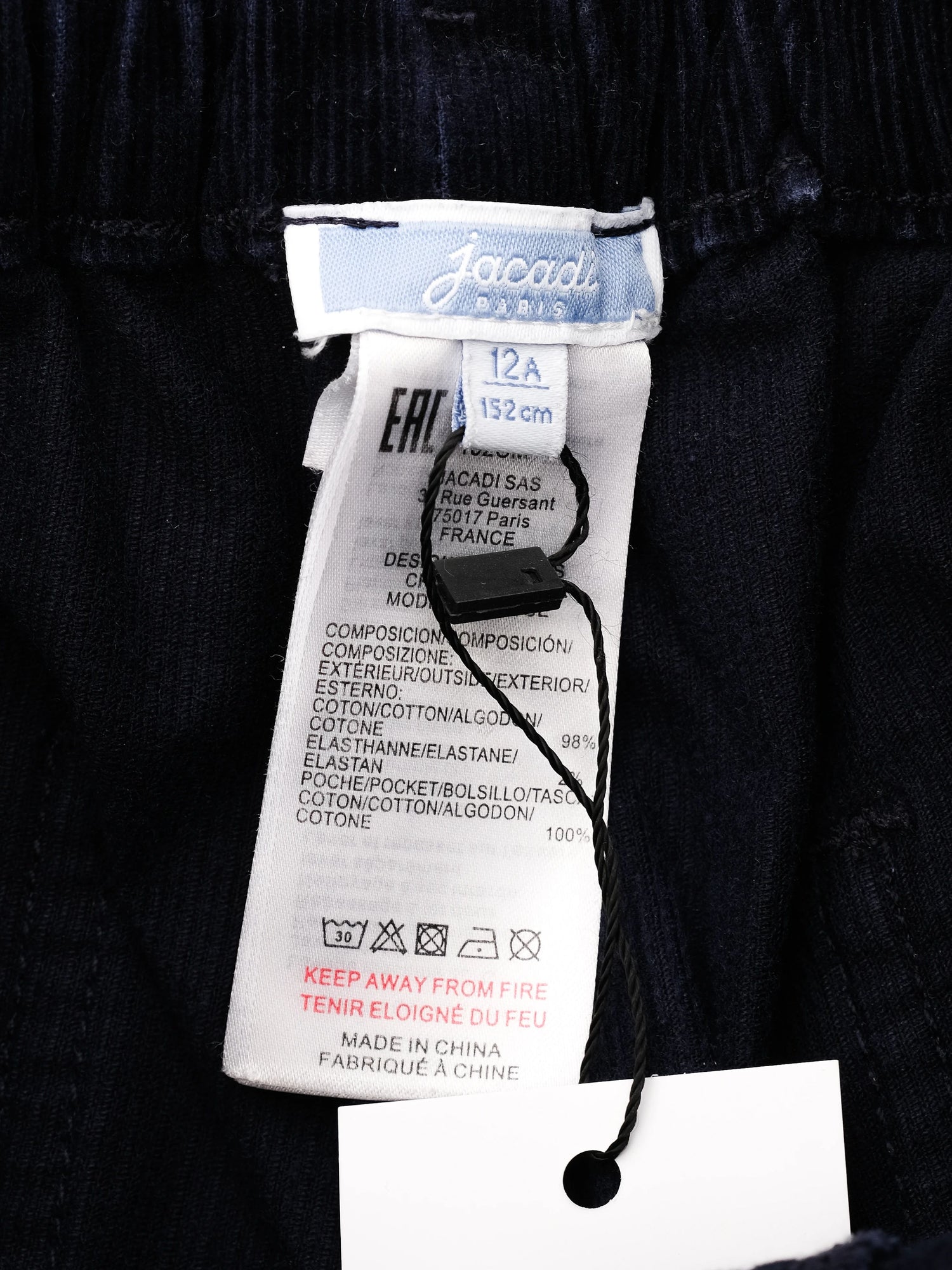 Jacadi Navy Blue Corduroy Pants for Kids Size 12 Excellent Condition