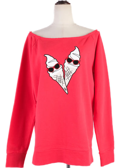 Karl Lagerfeld Red Cotton Sweatshirt XL with Ice Cream Design