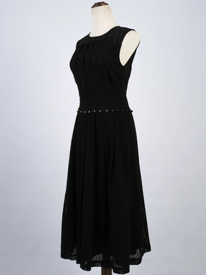 Excellent Cavalli Class Black Cotton Sleeveless Dress with Embellishments