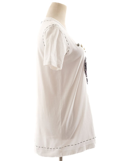 Excellent Dolce Gabbana White Cotton T-Shirt with Embroidery Size M