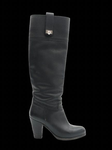 Perfect Barbara Bui Black Leather Knee-High Boots Size 37.5