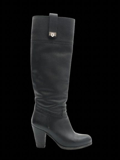 Perfect Barbara Bui Black Leather Knee-High Boots Size 37.5