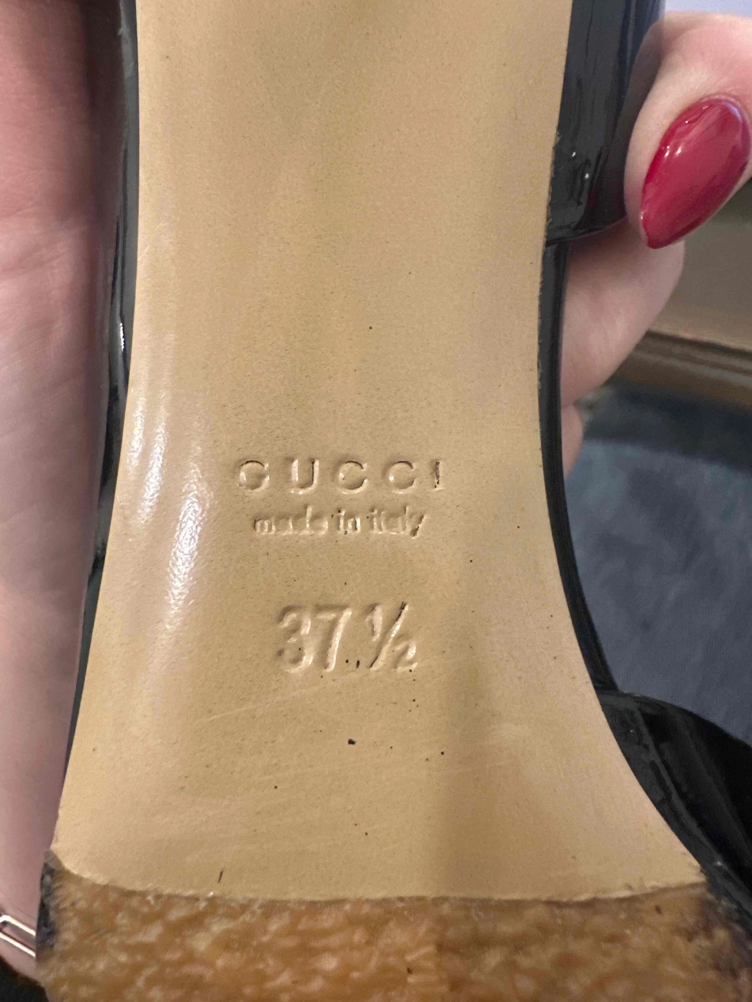 Excellent Gucci Black Leather High-Heeled Pumps Size 37.5