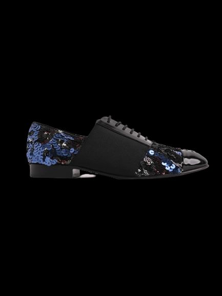 Chanel Formal Shoes Black Leather 38.5 with Sequins