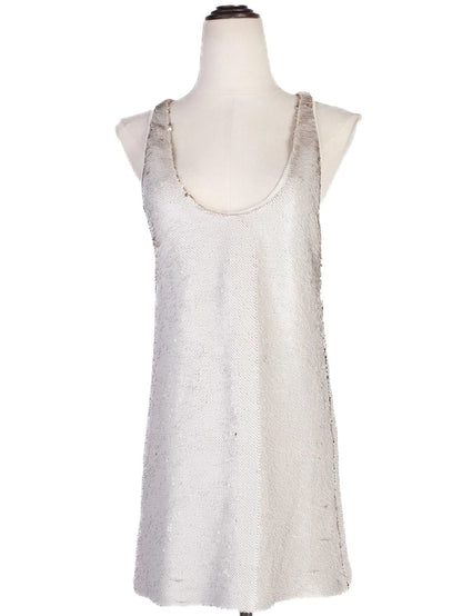 Excellent Viscose Sleeveless Sequined Dress Size L Women&