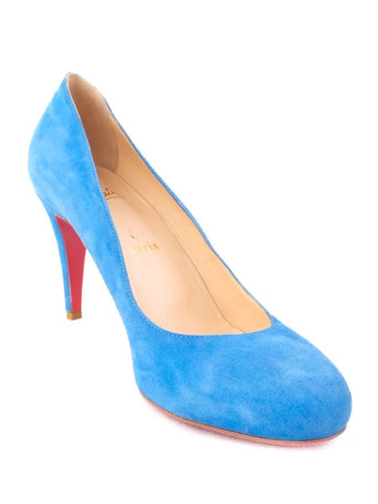 Excellent Christian Louboutin Blue Leather High-Heeled Shoes Size 38