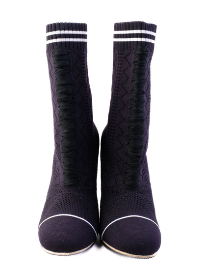 Excellent Fendi Black High-Heeled Sock Boot Shoes Size 37.5