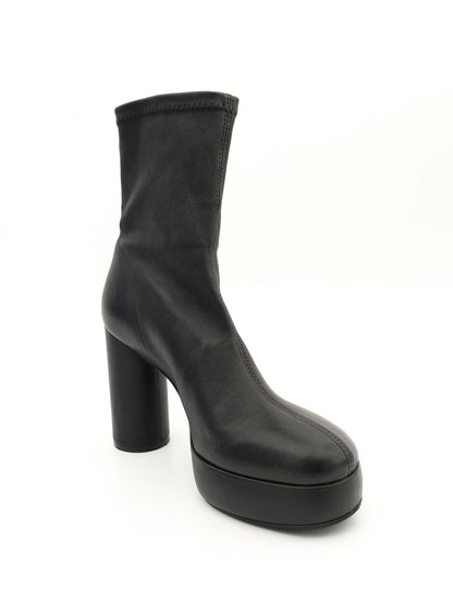 Vic Matie Black Leather High-Heeled Ankle Boots Size 37