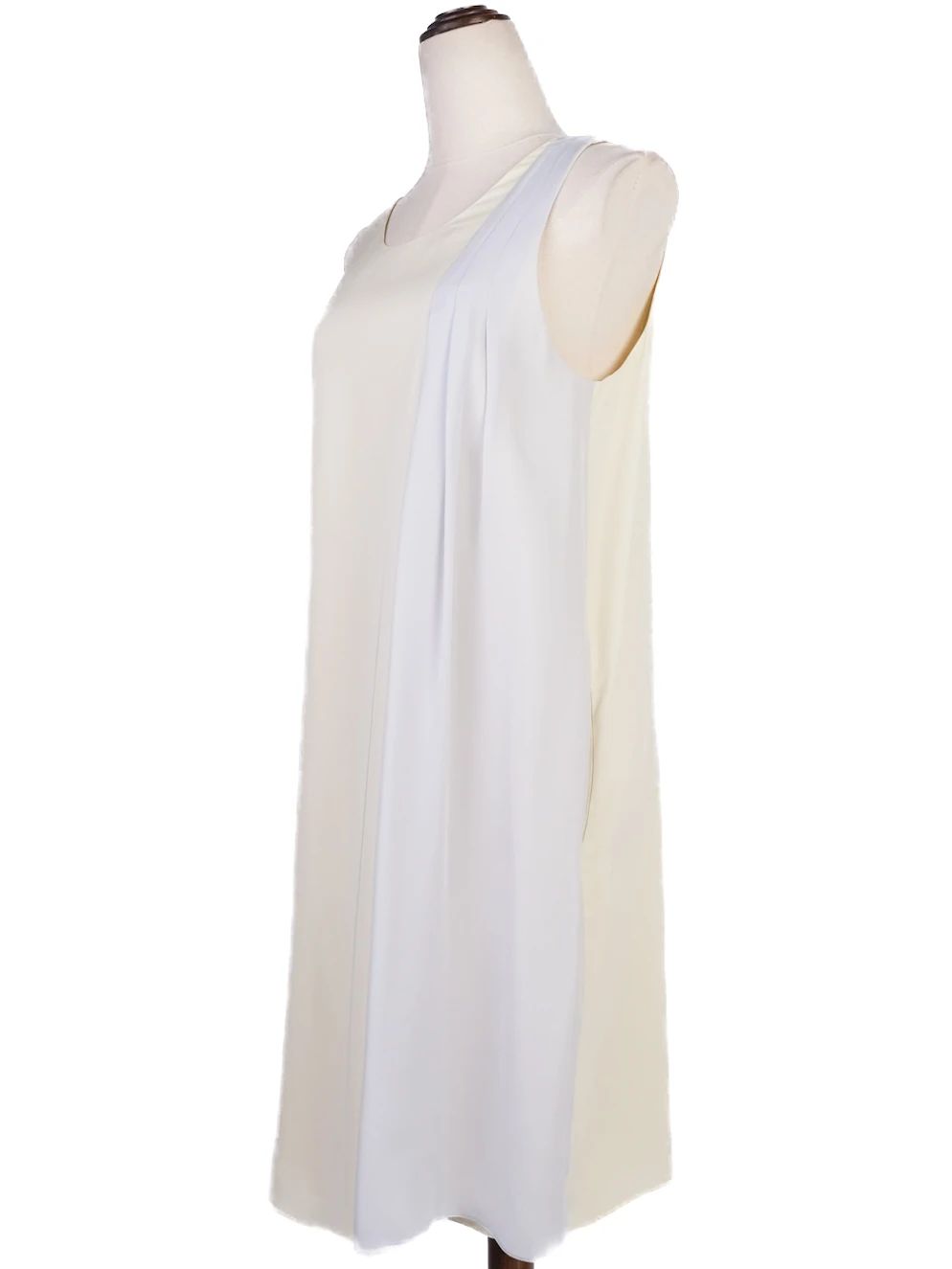 Excellent Emporio Armani Beige Sleeveless Dress Size L V-Neck Detail