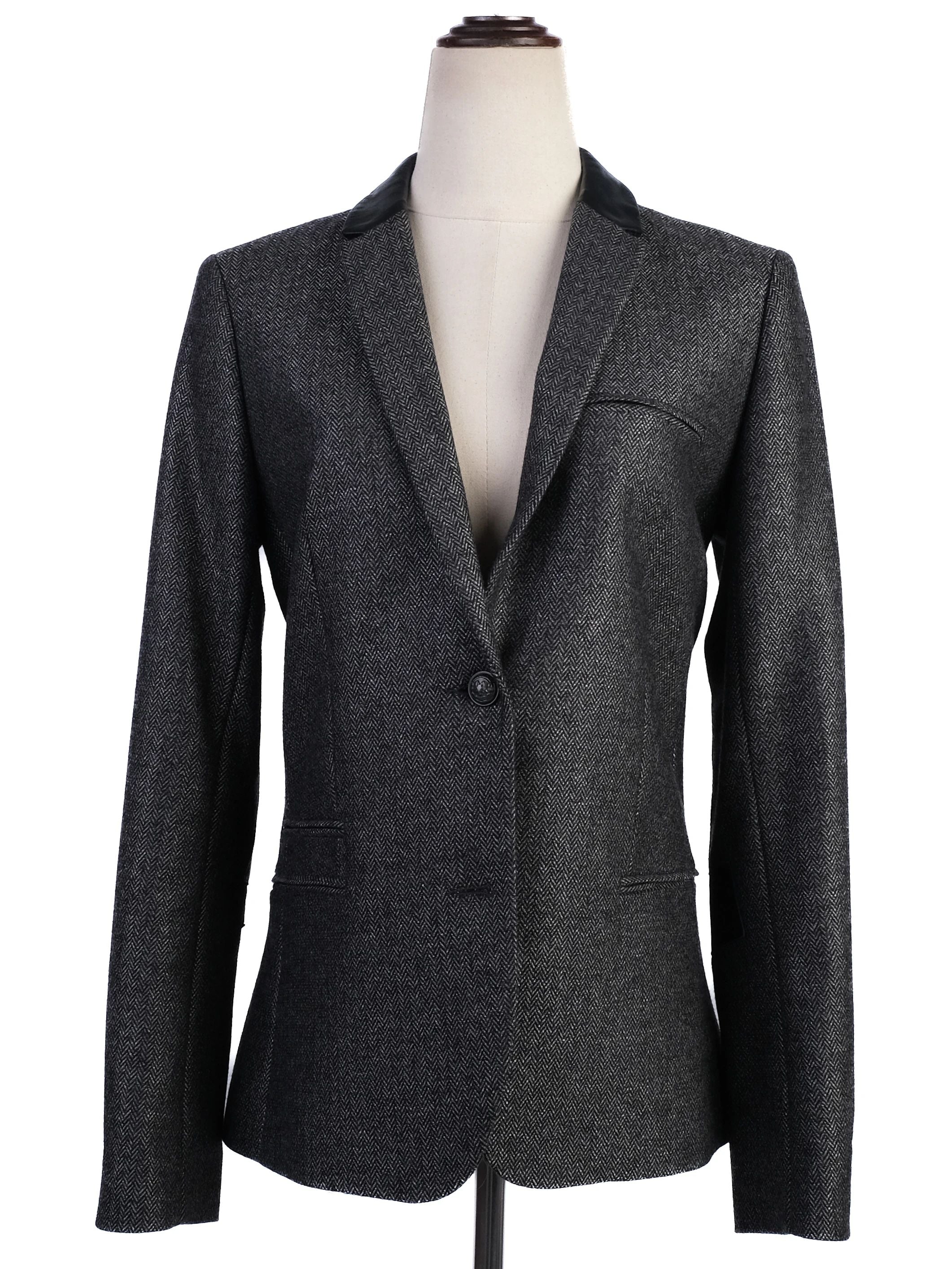 Excellent Zadig&amp;Voltaire Gray Wool Blazer with Black Collar Size N/A