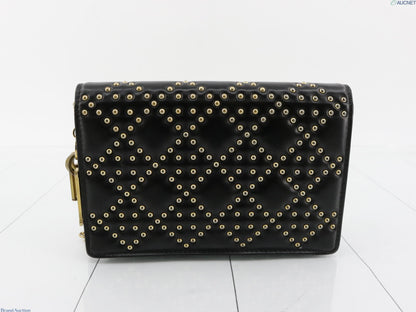 Christian Dior Studded Chain Wallet, Calfskin Leather
