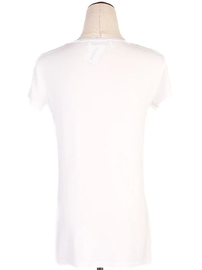 Average Blugirl Folies White T-Shirt Size S with Floral Embellishments