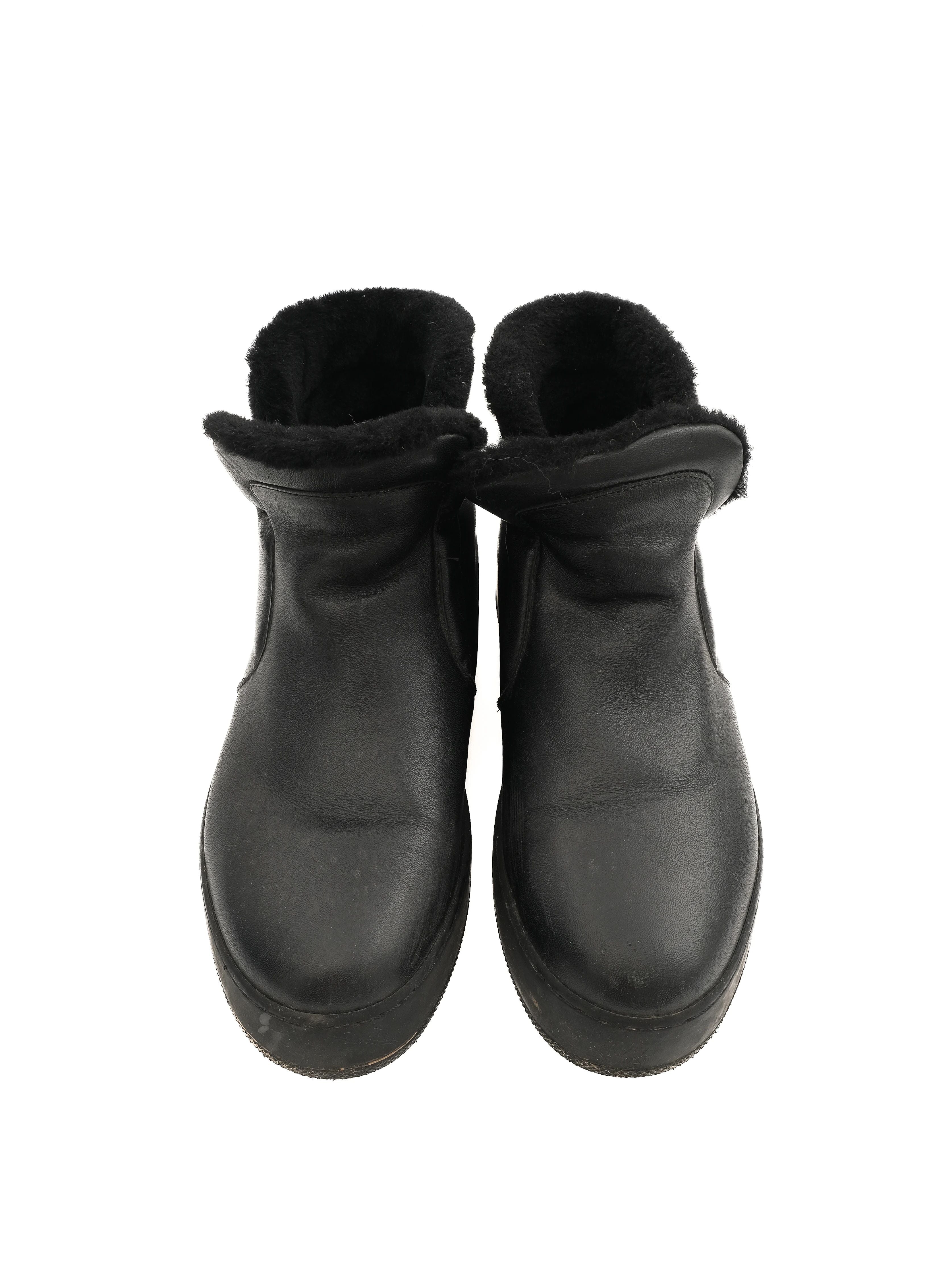 Excellent Max Mara Black Leather Ankle Boots Size 37